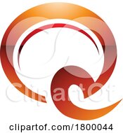 Poster, Art Print Of Orange And Red Glossy Hook Shaped Letter Q Icon