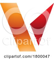Orange And Red Glossy Geometrical Shaped Letter V Icon