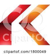Orange And Red Glossy Folded Letter K Icon