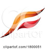 Orange And Red Glossy Flying Bird Shaped Letter F Icon