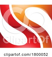 Orange And Red Glossy Fish Fin Shaped Letter S Icon