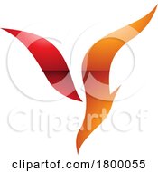 Poster, Art Print Of Orange And Red Glossy Diving Bird Shaped Letter Y Icon