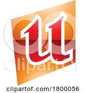 Orange And Red Glossy Distorted Square Shaped Letter U Icon