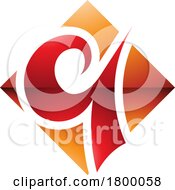 Poster, Art Print Of Orange And Red Glossy Diamond Shaped Letter Q Icon