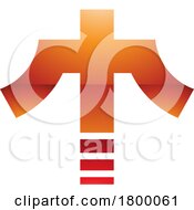 Poster, Art Print Of Orange And Red Glossy Cross Shaped Letter T Icon