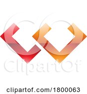 Poster, Art Print Of Orange And Red Glossy Cornered Shaped Letter W Icon