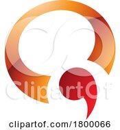 Poster, Art Print Of Orange And Red Glossy Comma Shaped Letter Q Icon
