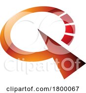 Poster, Art Print Of Orange And Red Glossy Clock Shaped Letter Q Icon