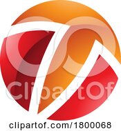 Poster, Art Print Of Orange And Red Glossy Circle Shaped Letter T Icon