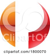 Orange And Red Glossy Circle Shaped Letter P Icon