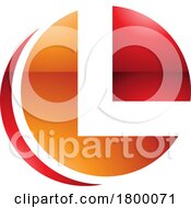 Orange And Red Glossy Circle Shaped Letter L Icon