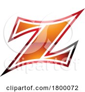 Poster, Art Print Of Orange And Red Glossy Arc Shaped Letter Z Icon
