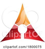 Orange And Red Deflated Glossy Triangle Letter A Icon