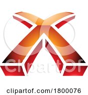 Poster, Art Print Of Orange And Red Glossy 3d Shaped Letter X Icon