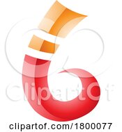 Poster, Art Print Of Orange And Red Curly Glossy Spike Shape Letter B Icon