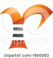 Orange And Black Glossy Striped Letter R Icon