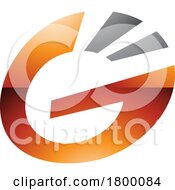 Poster, Art Print Of Orange And Black Glossy Striped Oval Letter G Icon