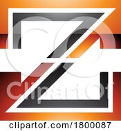Poster, Art Print Of Orange And Black Glossy Striped Shaped Letter Z Icon
