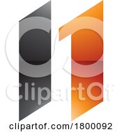 Orange And Black Glossy Letter N Icon With Parallelograms