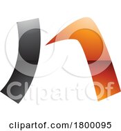 Poster, Art Print Of Orange And Black Glossy Letter N Icon With A Curved Rectangle