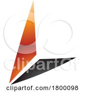 Orange And Black Glossy Letter L Icon With Triangles