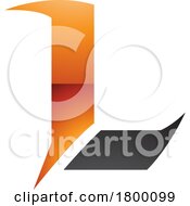 Orange And Black Glossy Letter L Icon With Sharp Spikes