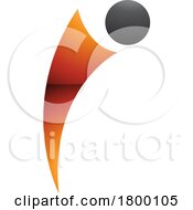 Poster, Art Print Of Orange And Black Glossy Bowing Person Shaped Letter I Icon