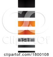 Poster, Art Print Of Orange And Black Glossy Letter I Icon With Horizontal Stripes