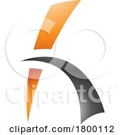 Poster, Art Print Of Orange And Black Glossy Letter H Icon With Spiky Lines