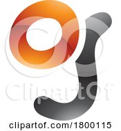 Poster, Art Print Of Orange And Black Glossy Letter G Icon With Soft Round Lines
