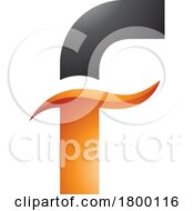 Poster, Art Print Of Orange And Black Glossy Letter F Icon With Spiky Waves