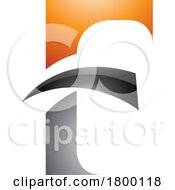 Poster, Art Print Of Orange And Black Glossy Letter F Icon With Pointy Tips