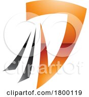Orange And Black Glossy Letter D Icon With Tails
