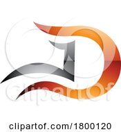 Orange And Black Glossy Letter D Icon With Wavy Curves