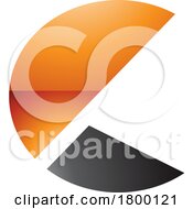 Poster, Art Print Of Orange And Black Glossy Letter C Icon With Half Circles