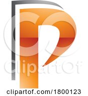 Poster, Art Print Of Orange And Black Glossy Layered Letter P Icon