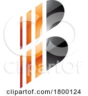 Orange And Black Glossy Letter B Icon With Vertical Stripes