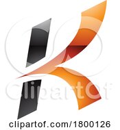 Poster, Art Print Of Orange And Black Glossy Italic Arrow Shaped Letter K Icon
