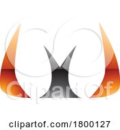 Orange And Black Glossy Horn Shaped Letter W Icon