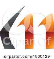 Poster, Art Print Of Orange And Black Glossy Horn Shaped Letter M Icon