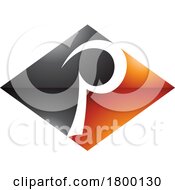 Poster, Art Print Of Orange And Black Glossy Horizontal Diamond Letter P Icon