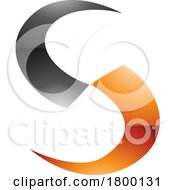 Orange And Black Glossy Blade Shaped Letter S Icon