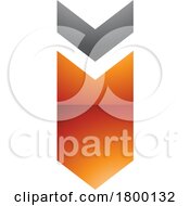 Orange And Black Glossy Down Facing Arrow Shaped Letter I Icon