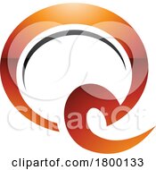 Poster, Art Print Of Orange And Black Glossy Hook Shaped Letter Q Icon