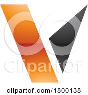 Poster, Art Print Of Orange And Black Glossy Geometrical Shaped Letter V Icon
