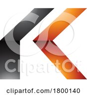 Orange And Black Glossy Folded Letter K Icon