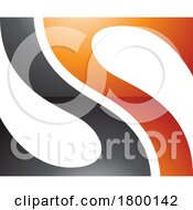 Orange And Black Glossy Fish Fin Shaped Letter S Icon