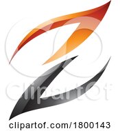 Poster, Art Print Of Orange And Black Glossy Fire Shaped Letter Z Icon