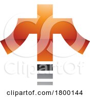 Orange And Black Glossy Cross Shaped Letter T Icon