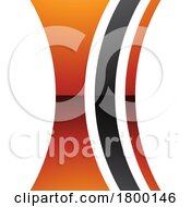 Orange And Black Glossy Concave Lens Shaped Letter I Icon